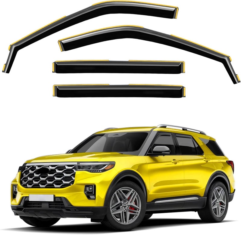 Deejecsun in-Channel Window Rain Guards Fit for Ford Explorer 2020-2026 Extra Durable Window Deflectors Visors Rain Guards Vent Visors Vent Shades Exterior Car Accessories - 4 pcs - Image 1